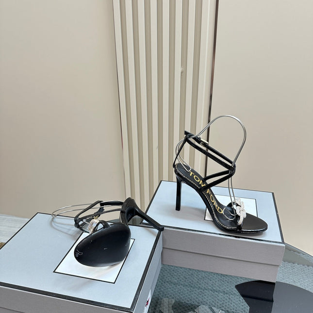 HIGH-HEELED 10 CM SANDAL IN BLACK LAMBSKIN