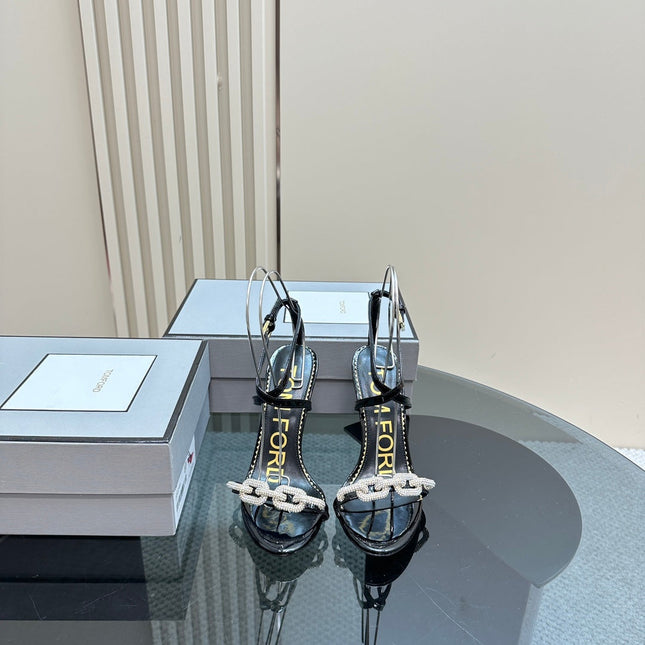 HIGH-HEELED 10 CM SANDAL IN BLACK LAMBSKIN