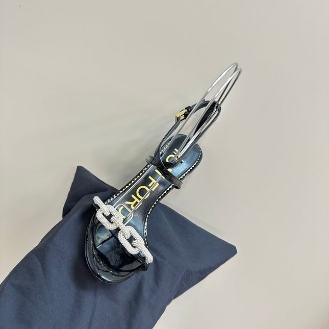 HIGH-HEELED 10 CM SANDAL IN BLACK LAMBSKIN