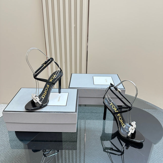 HIGH-HEELED 10 CM SANDAL IN BLACK LAMBSKIN