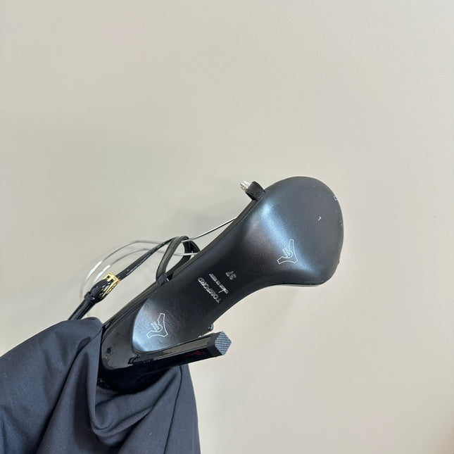 HIGH-HEELED 10 CM SANDAL IN BLACK LAMBSKIN