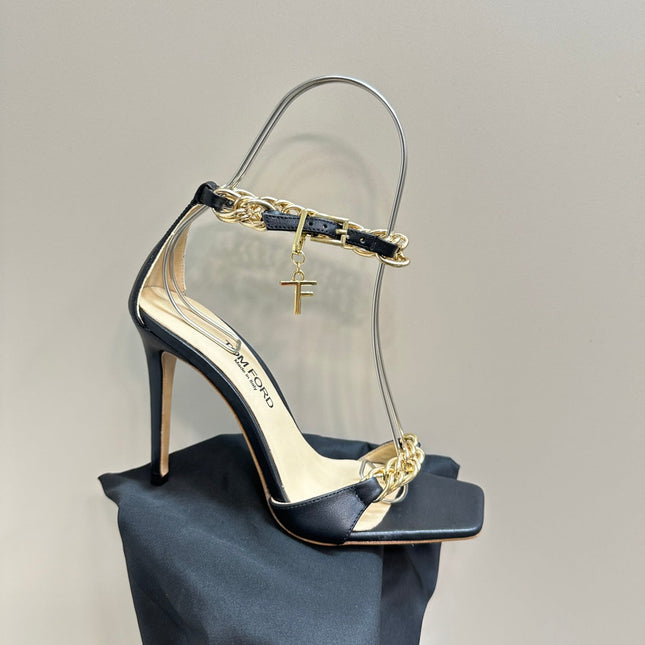 HIGH-HEELED SANDAL IN BLACK SMOOTH CALFSKIN