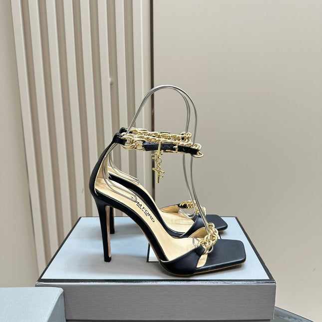 HIGH-HEELED SANDAL IN BLACK SMOOTH CALFSKIN