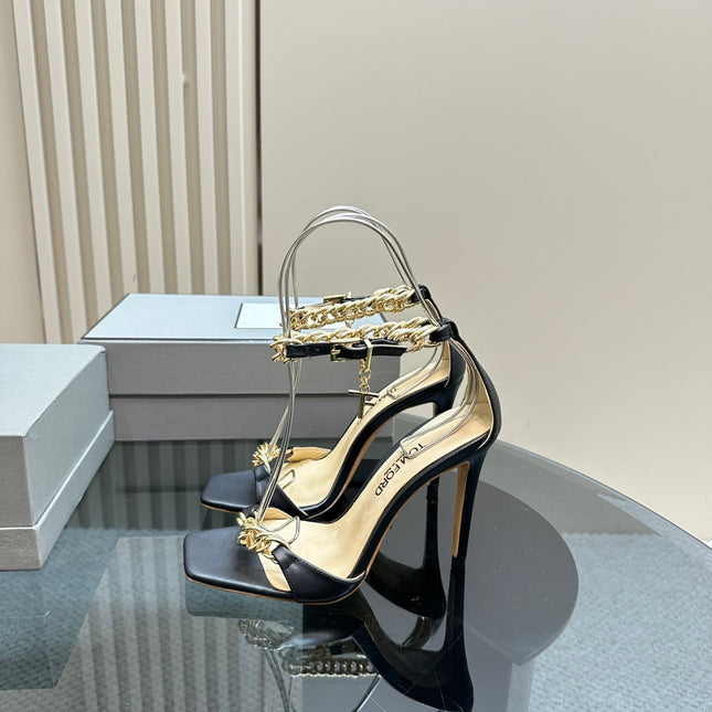 HIGH-HEELED SANDAL IN BLACK SMOOTH CALFSKIN