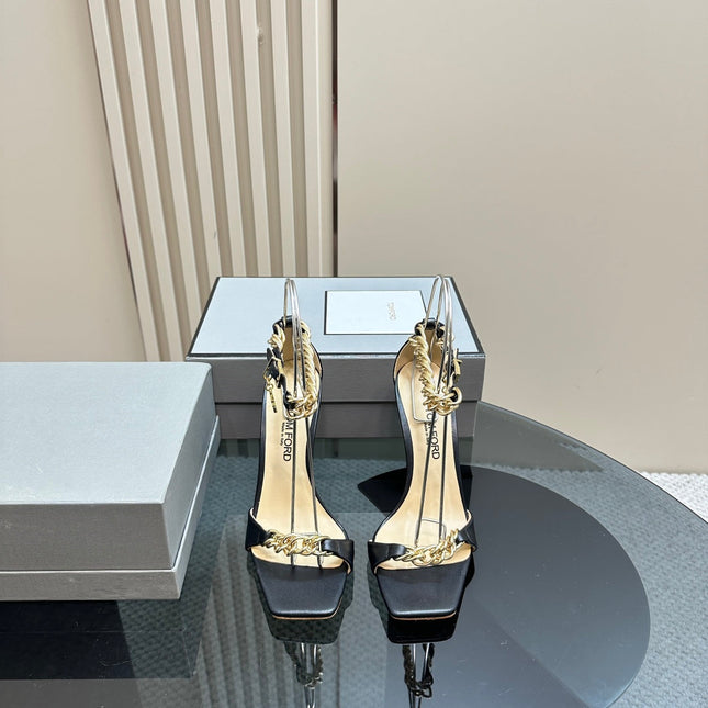 HIGH-HEELED SANDAL IN BLACK SMOOTH CALFSKIN