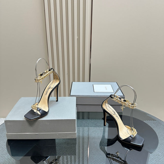 HIGH-HEELED SANDAL IN BLACK SMOOTH CALFSKIN