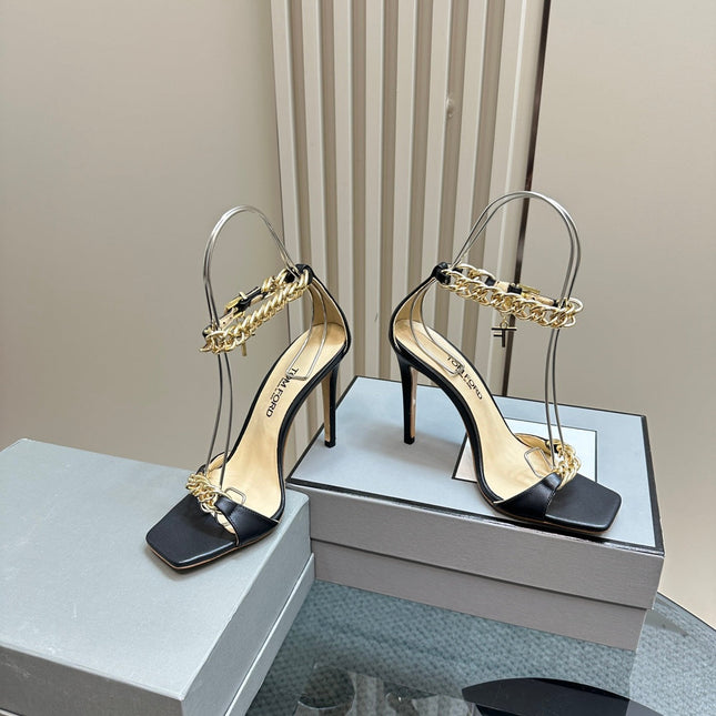 HIGH-HEELED SANDAL IN BLACK SMOOTH CALFSKIN