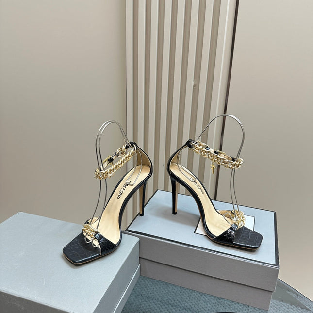 HIGH-HEELED SANDAL IN BLACK CALFSKIN