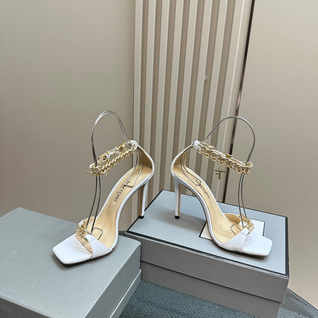 HIGH-HEELED SANDAL IN WHITE CALFSKIN