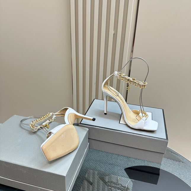 HIGH-HEELED SANDAL IN WHITE CALFSKIN