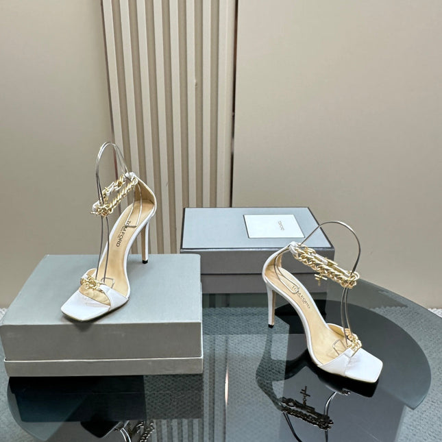 HIGH-HEELED SANDAL IN WHITE CALFSKIN