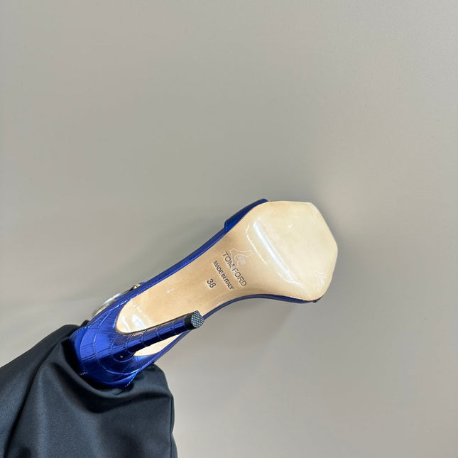 HIGH-HEELED SANDAL IN EGYPTIAN BLUE CALFSKIN