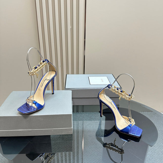 HIGH-HEELED SANDAL IN EGYPTIAN BLUE CALFSKIN
