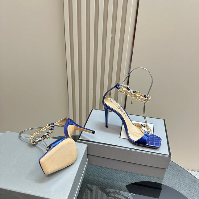 HIGH-HEELED SANDAL IN EGYPTIAN BLUE CALFSKIN