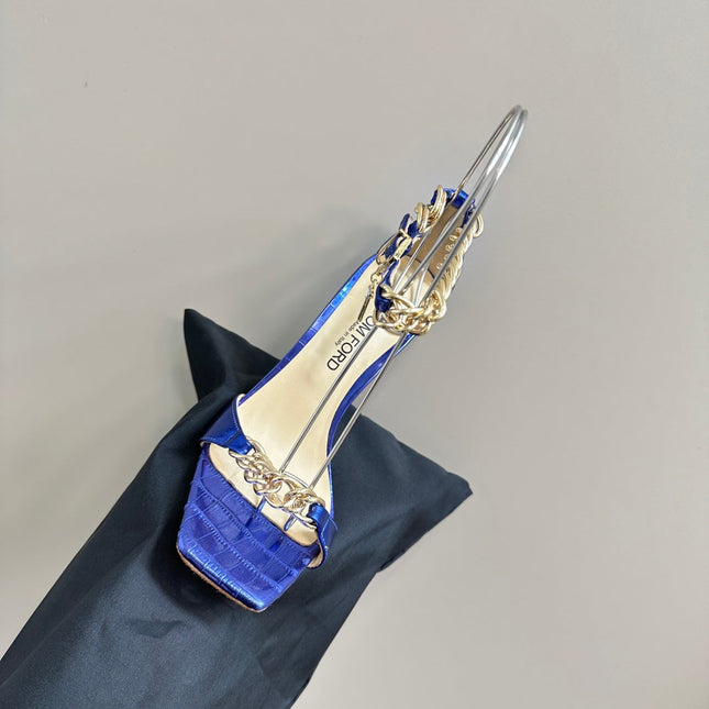 HIGH-HEELED SANDAL IN EGYPTIAN BLUE CALFSKIN