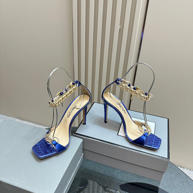 HIGH-HEELED SANDAL IN EGYPTIAN BLUE CALFSKIN