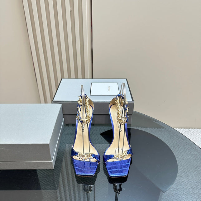 HIGH-HEELED SANDAL IN EGYPTIAN BLUE CALFSKIN
