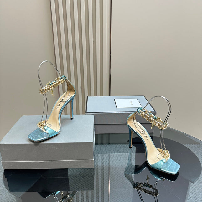 HIGH-HEELED SANDAL IN BABY BLUE CALFSKIN