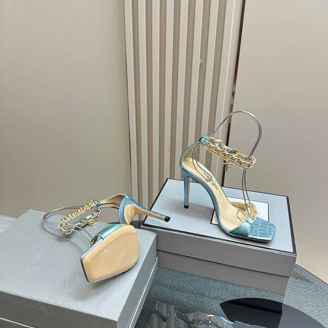 HIGH-HEELED SANDAL IN BABY BLUE CALFSKIN