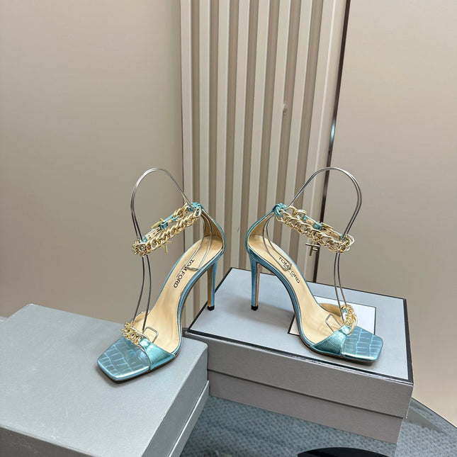 HIGH-HEELED SANDAL IN BABY BLUE CALFSKIN