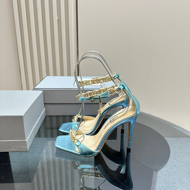 HIGH-HEELED SANDAL IN BABY BLUE CALFSKIN