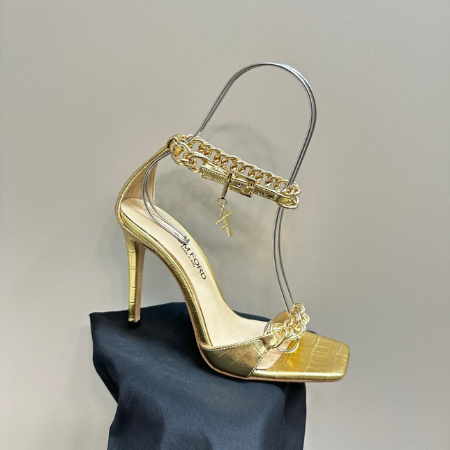 HIGH-HEELED SANDAL IN GOLD CALFSKIN
