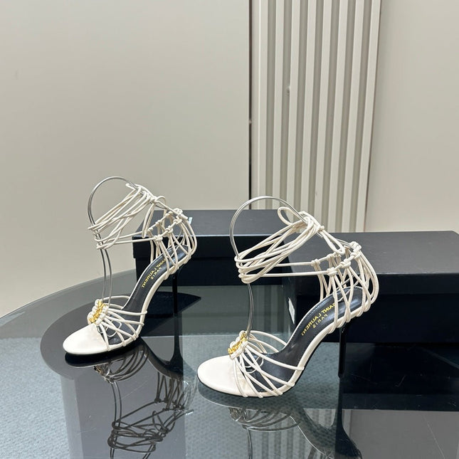 SL BABYLONE SANDALS 105 WHITE LAMBSKIN