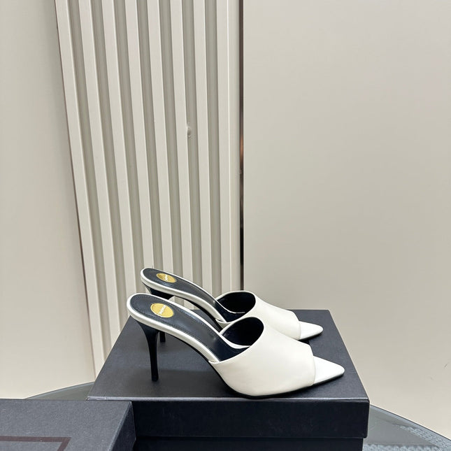 SL GOLDIE MULES WHITE CALFSKIN