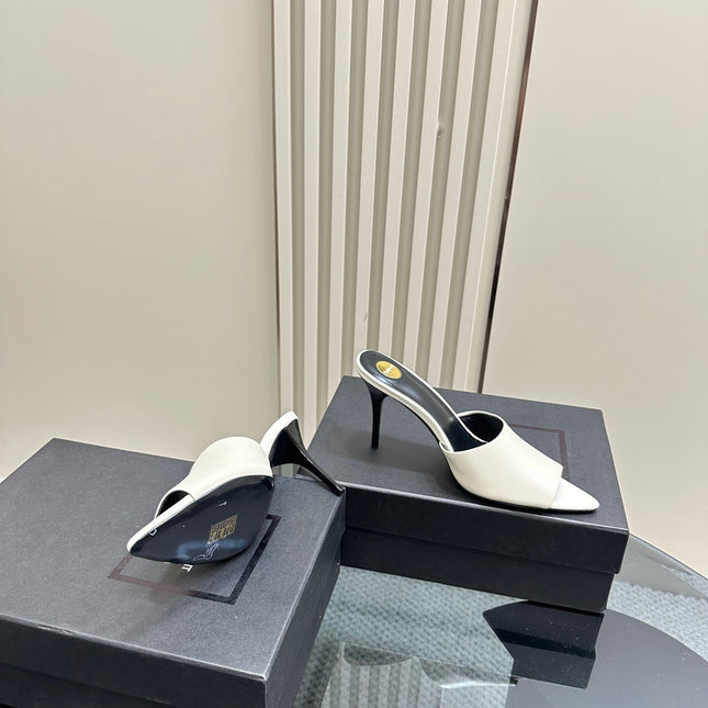 SL GOLDIE MULES WHITE CALFSKIN