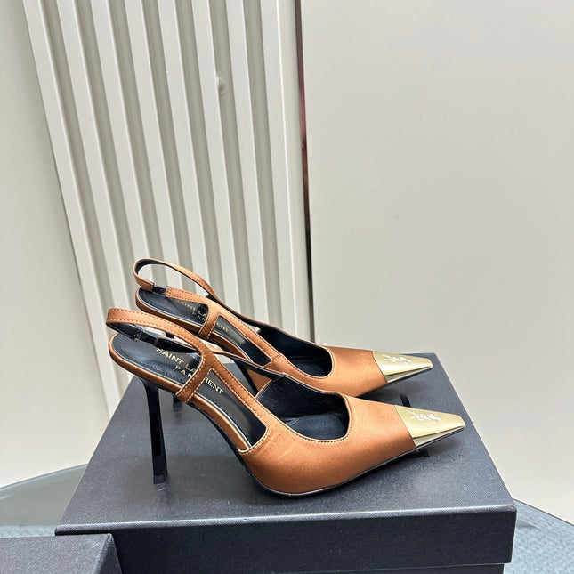 SL JEANNE SLINGBACK PUMPS TANGERINE SATIN