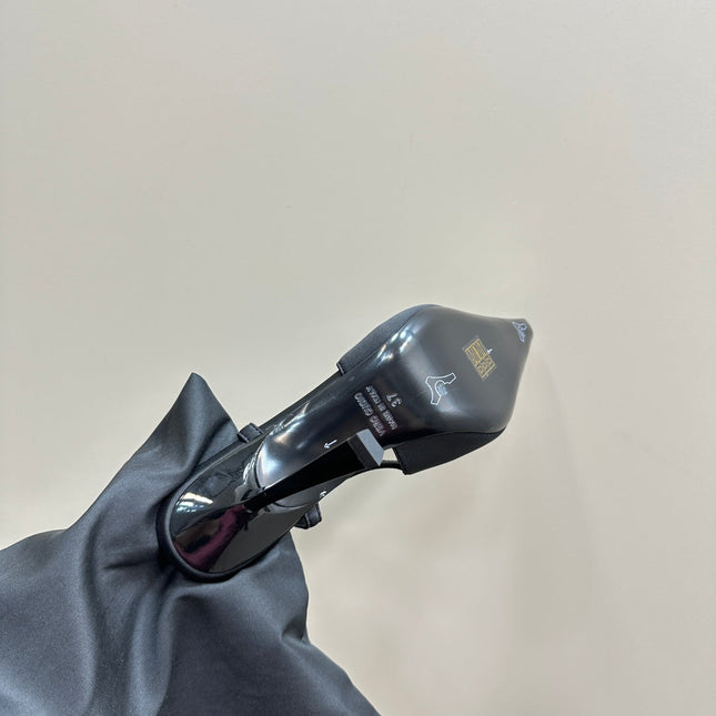 SL JEANNE SLINGBACK PUMPS BLACK SATIN