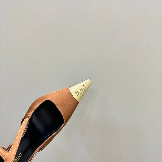 SL JEANNE SLINGBACK PUMPS TANGERINE SATIN