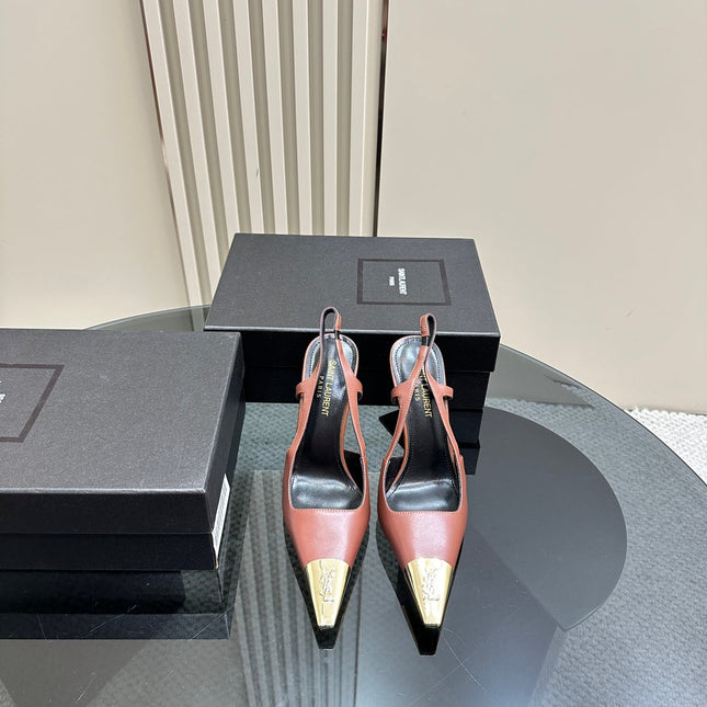 SL JEANNE SLINGBACK PUMPS RUST CALFSKIN