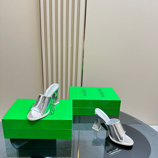 HIGH MULE 95 MM IN SILVER CALFSKIN