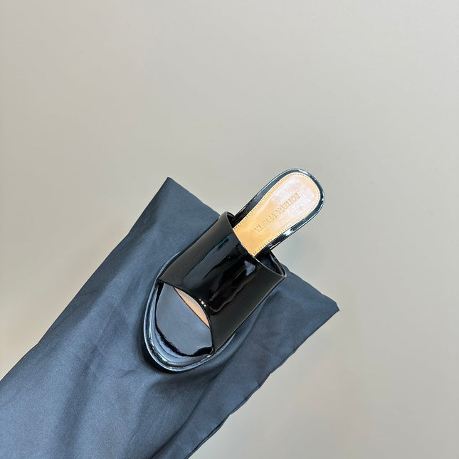 HIGH MULE 95 MM IN BLACK CALFSKIN