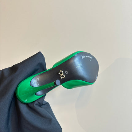 DG FOOTWEAR – LIGHT 100MM IN GREEN PATENT CALFSKIN MULES