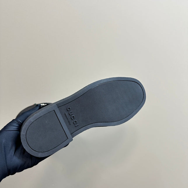 SLIM HORSEBIT KNEE BOOTS WITH WEB IN BLACK SUEDE