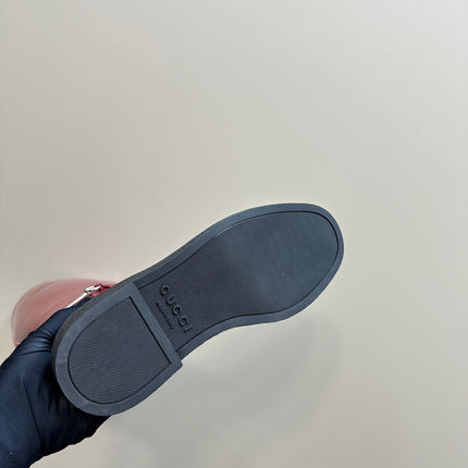 SLIM HORSEBIT KNEE BOOTS WITH WEB IN RED GLOSSY CALFSKIN