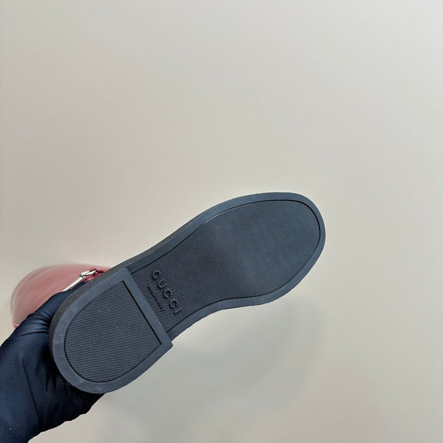 SLIM HORSEBIT KNEE BOOTS WITH WEB IN RED GLOSSY CALFSKIN