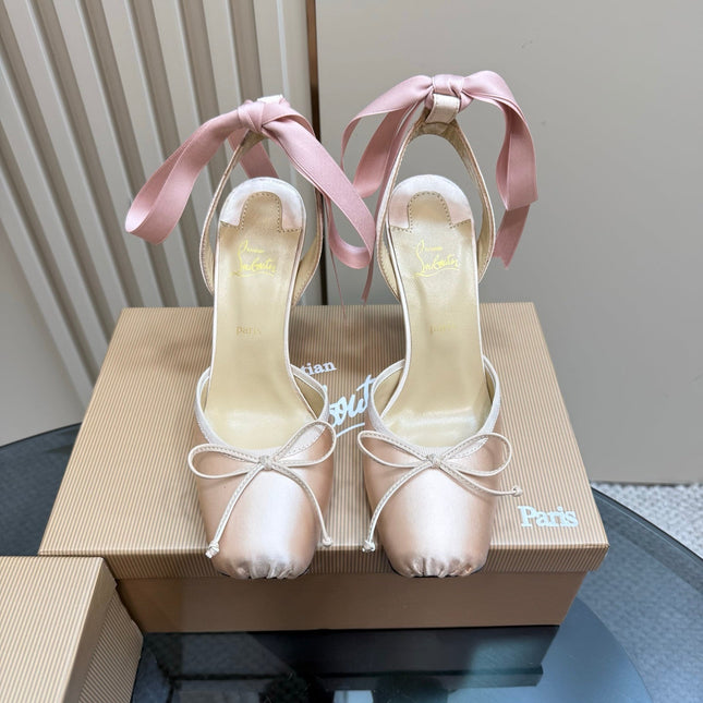 CASSIA LACE UP 100MM IN LIGHT PINK SATIN