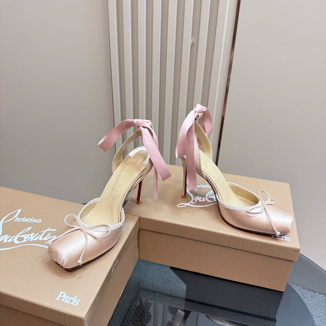 CASSIA LACE UP 100MM IN LIGHT PINK SATIN