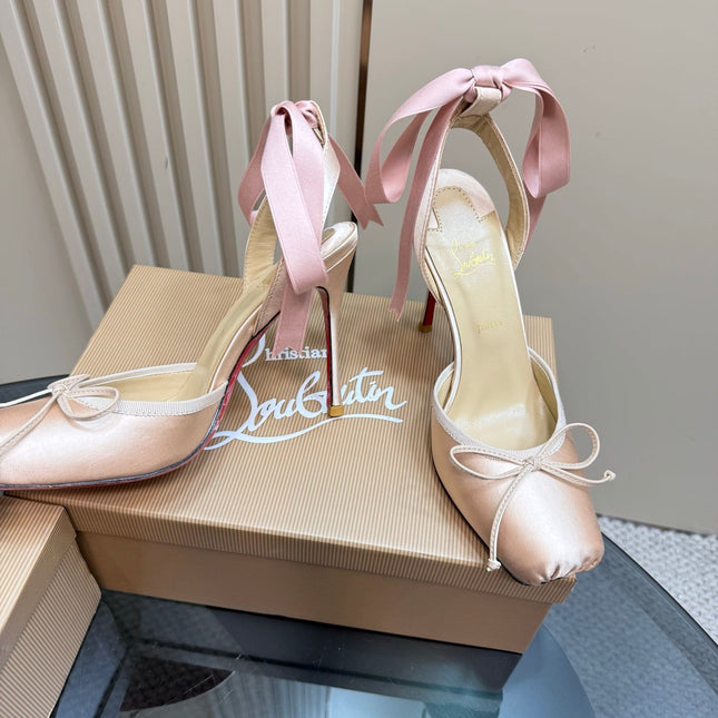 CASSIA LACE UP 100MM IN LIGHT PINK SATIN