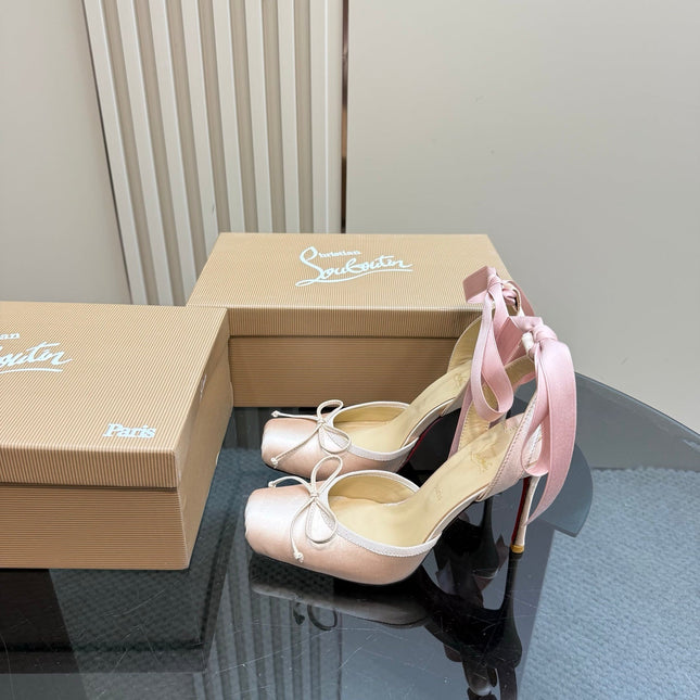 CASSIA LACE UP 100MM IN LIGHT PINK SATIN