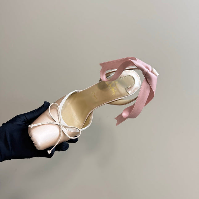 CASSIA LACE UP 100MM IN LIGHT PINK SATIN