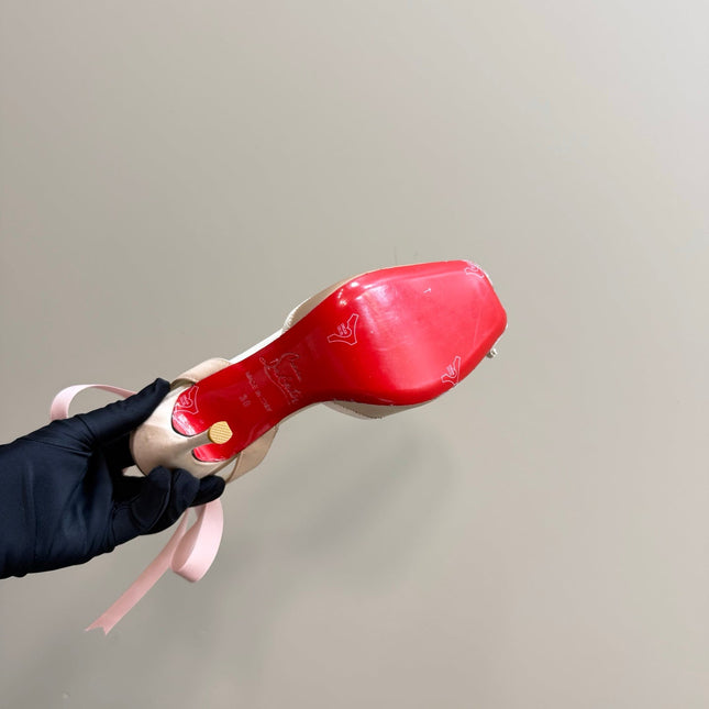 CASSIA LACE UP 100MM IN LIGHT PINK SATIN