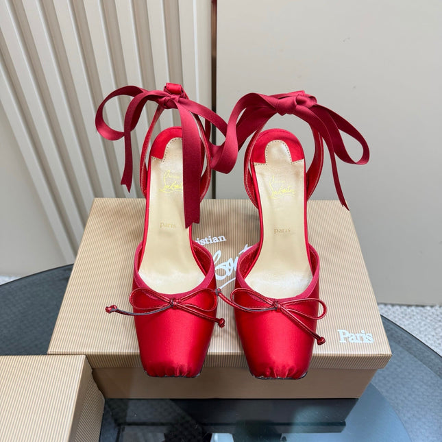 CASSIA LACE UP 100MM IN RED SATIN