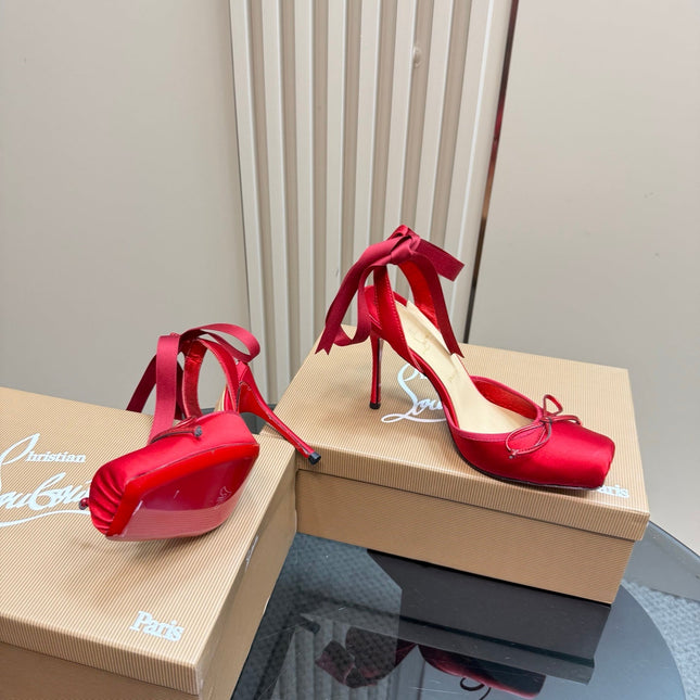 CASSIA LACE UP 100MM IN RED SATIN