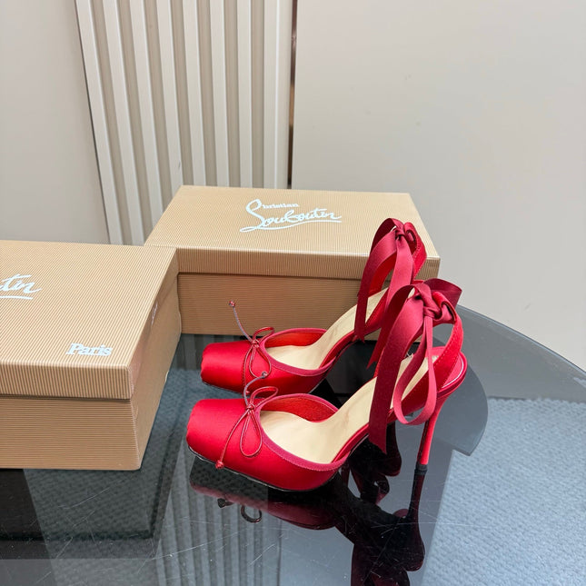 CASSIA LACE UP 100MM IN RED SATIN