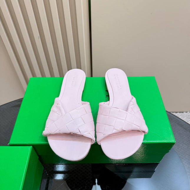 BLINK FLAT MULE IN LIGHT PINK INTRECCIATO LEATHER