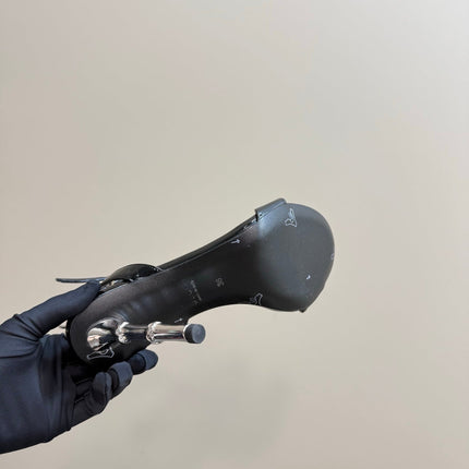 STRAP HIGH BAMBOO-EFFECT HEEL SANDAL IN BLACK PATENT CALFSKIN